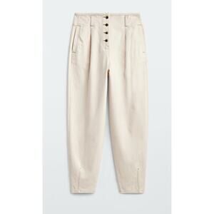 Mossimo Dutti Womens 10 Cream Pleated High Rise Casual Barrel Jeans Designer